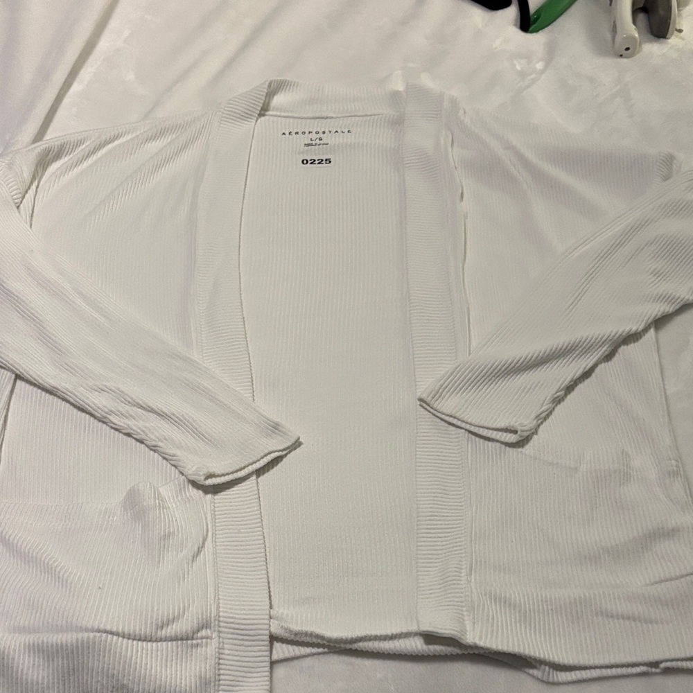 Aeropostale White Open Front Cardigan